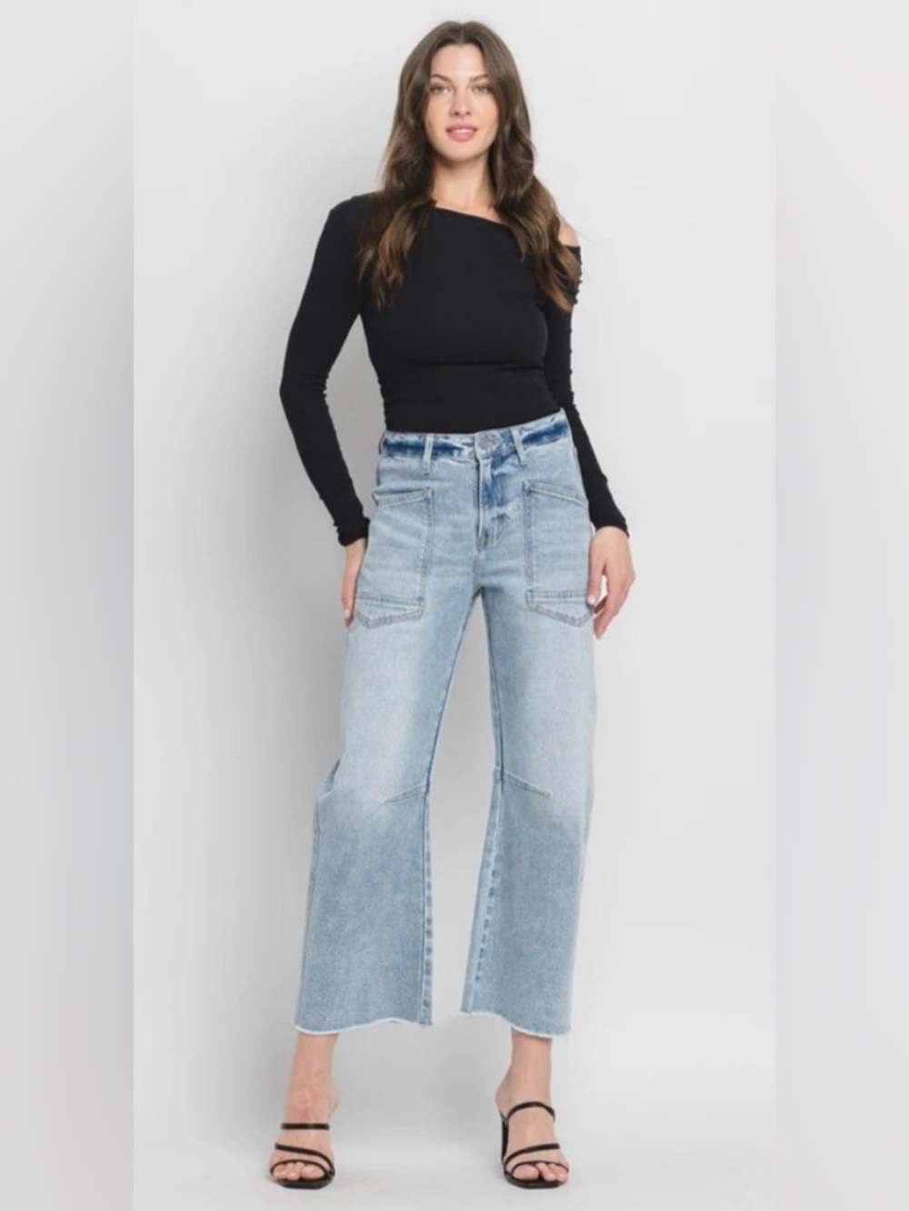 NWT Vervet High Rise Kate Barrel Jeans Light Wash Raw Hem Size 27 - Picture 2 of 6